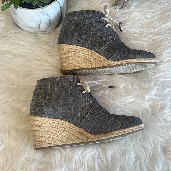Toms Blue/Gray Denim Wedge Heels Women's Size 7 - Picture 4 of 14
